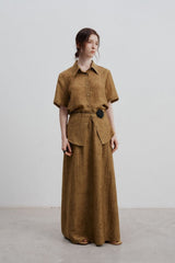 Jacquard Desenli Tencel Gömlek