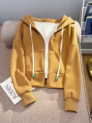 Basit Tasarım Çekmeli Kapüşonlu Sweatshirt