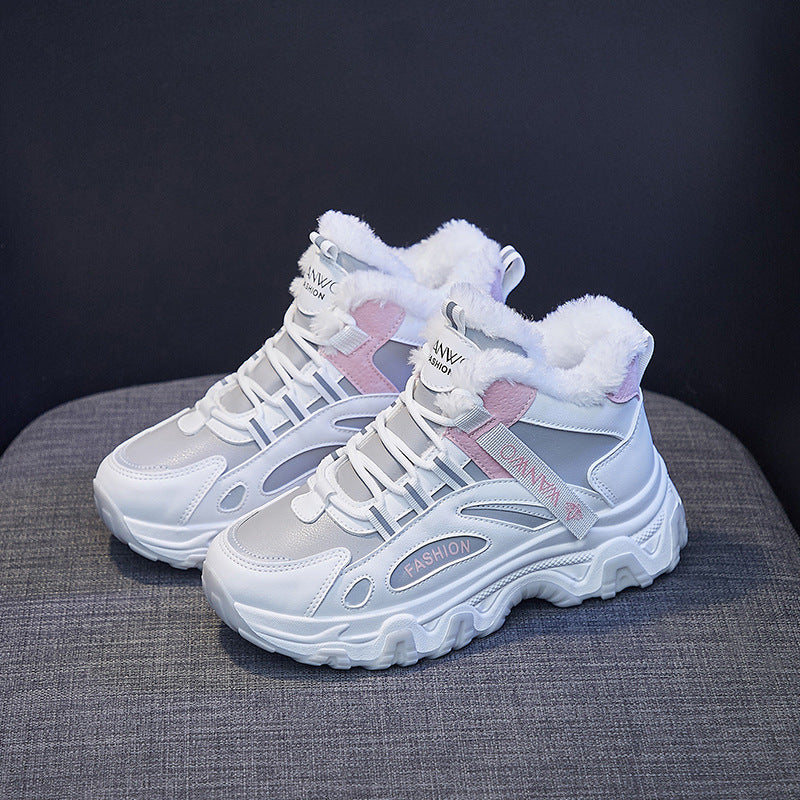 Kadınlar için Kore Tarzı Polar Astarlı Daddy Spor Moda Sneaker'lar