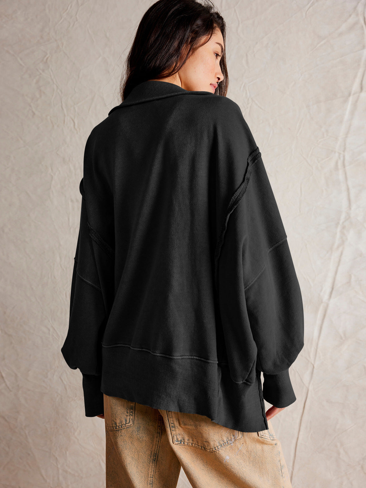 Oversize Yaka Kesik Sweatshirt
