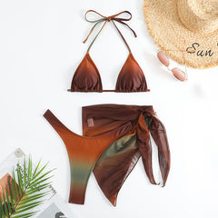 Üç Parça Soluk Renkli Mayo Ayrık Bikini