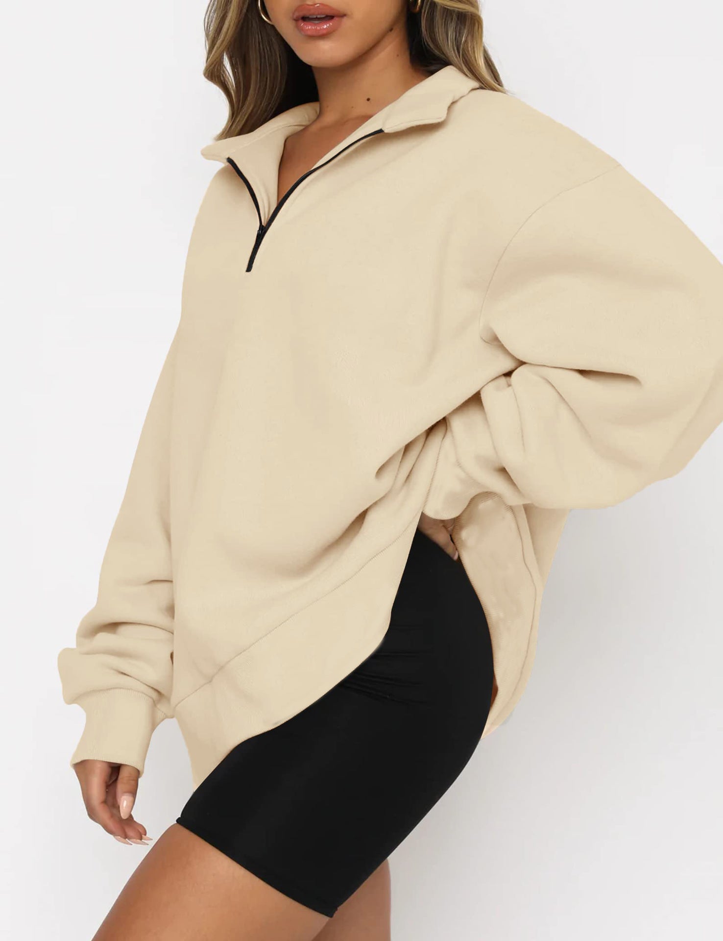 Pullover Loose-fit Fermuarlı Sweatshirt