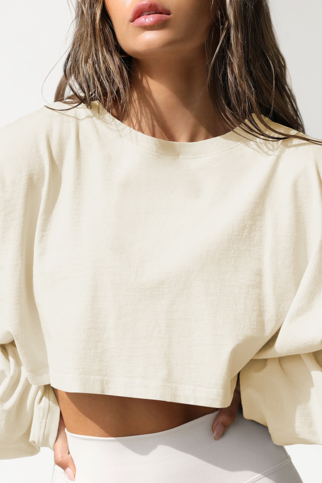 Karın Açık Oversize Örgü Sweatshirt