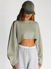 Karın Açık Oversize Örgü Sweatshirt