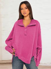 Oversize Yaka Kesik Sweatshirt