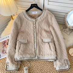 Şık Taklit Minks Patchwork Üst