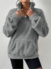 Yüksek Yaka Yumuşak Polar Sweatshirt