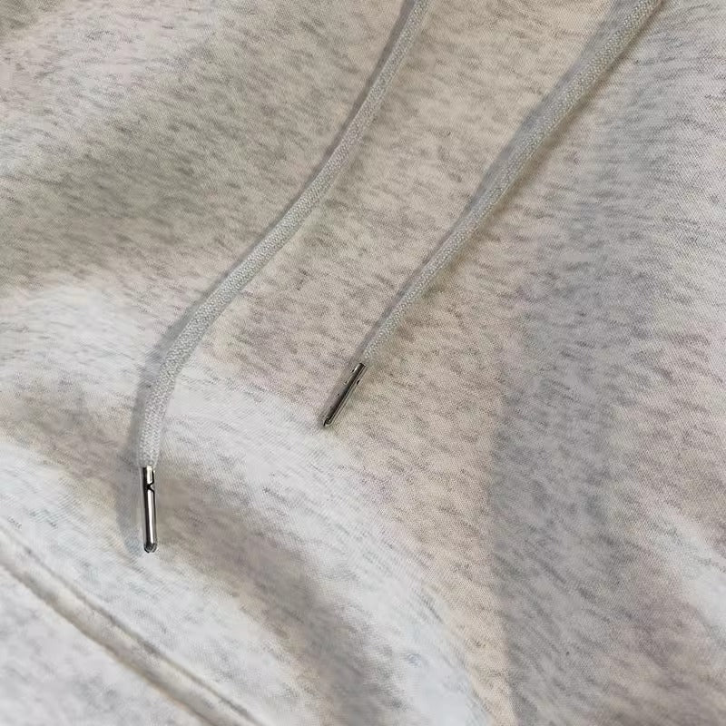 Vintage Monogramlı Baskılı Kapüşonlu Sweatshirt