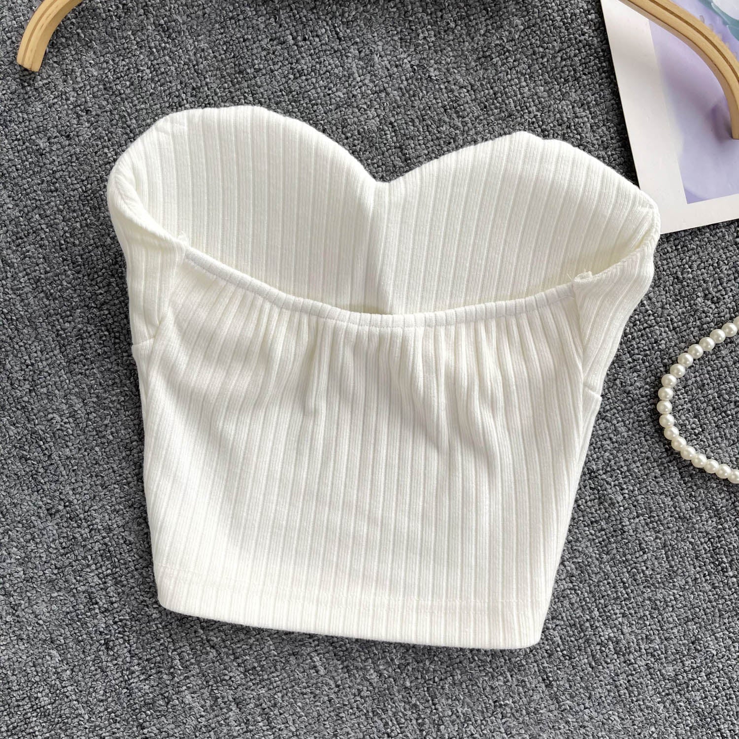 Choker ile Yastıklı Çizgili Örgü Üst