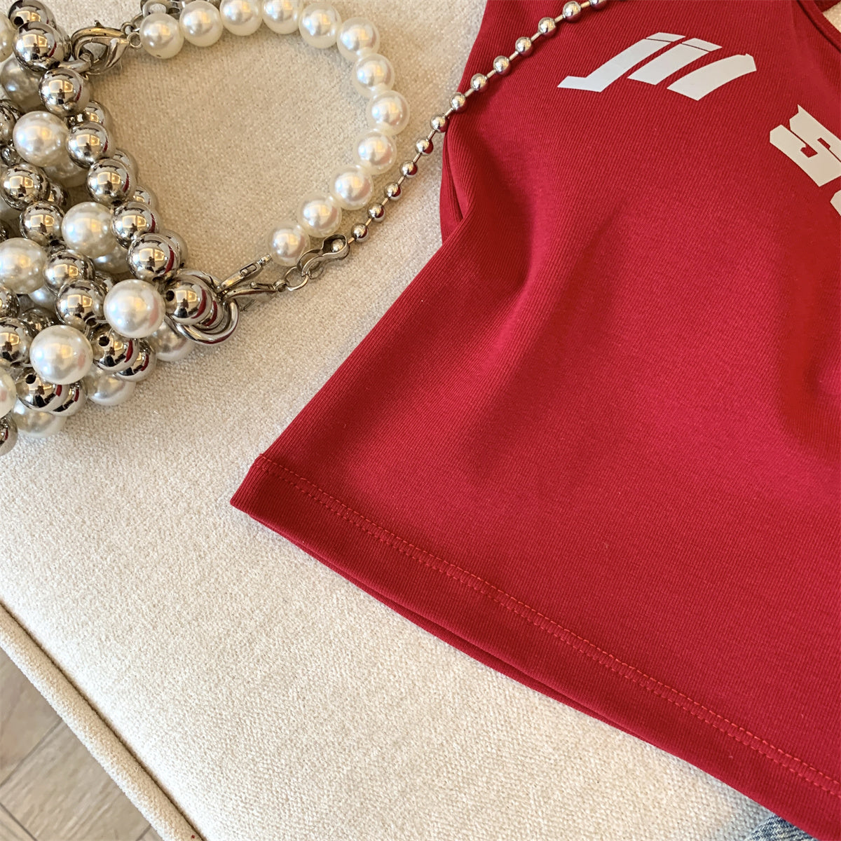 Hottie Monogram Baskılı Halter Üst