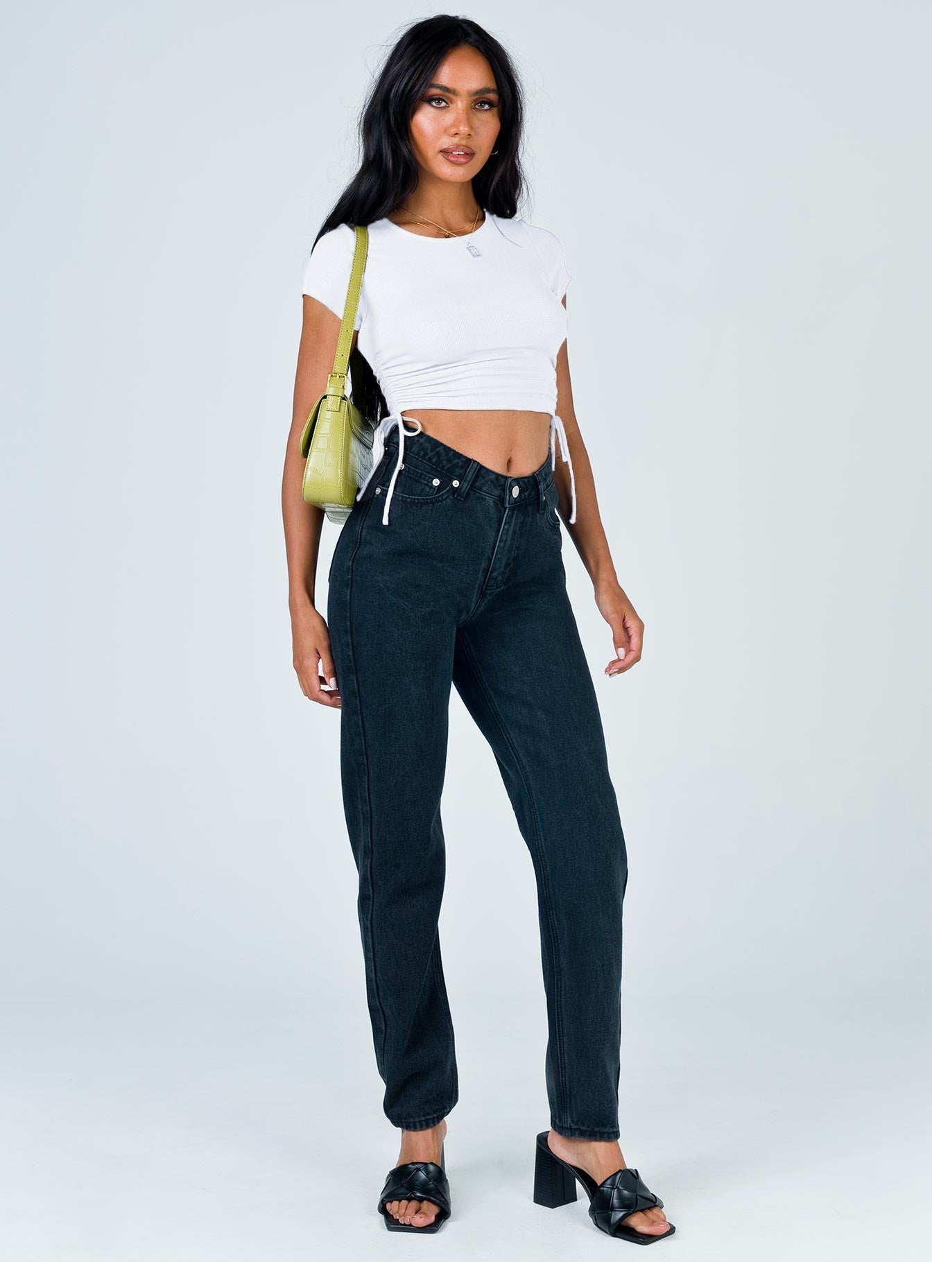 Midriff Açık Çizgili Kısa Üst