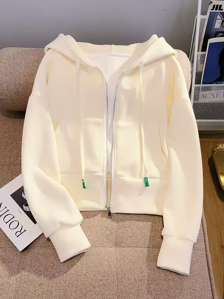 Basit Tasarım Çekmeli Kapüşonlu Sweatshirt