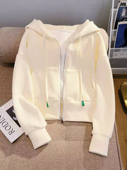 Basit Tasarım Çekmeli Kapüşonlu Sweatshirt