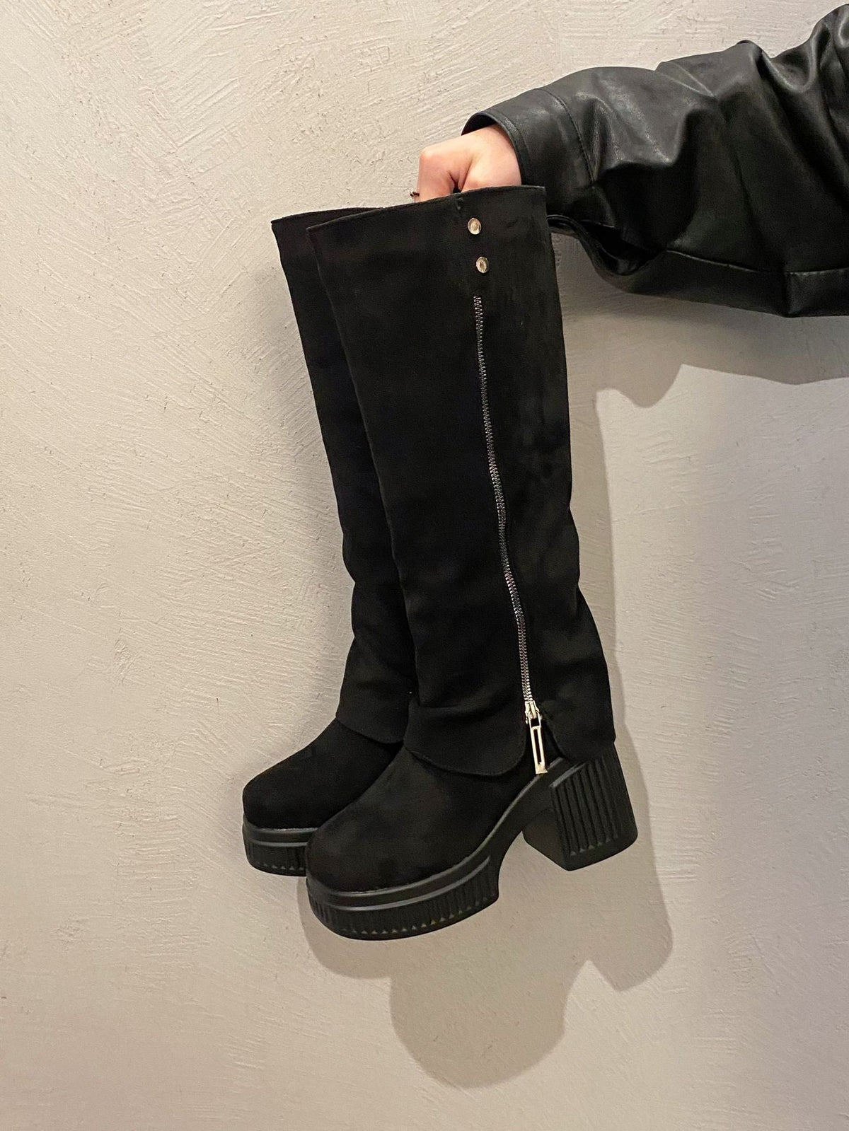 Kadın Yüksek Külotlu Çorap Moda Su Geçirmez Platform Retro Botlar