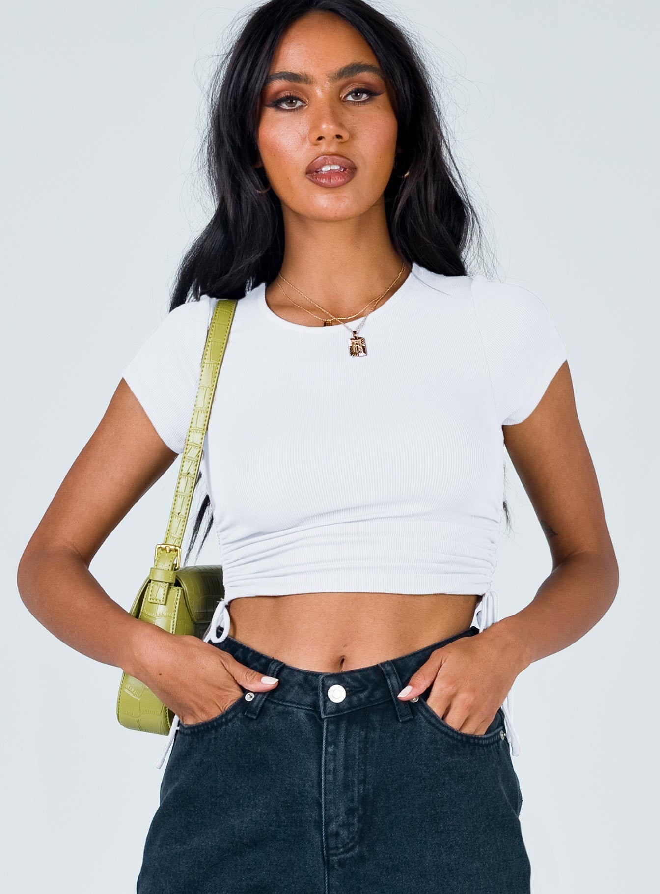 Midriff Açık Çizgili Kısa Üst