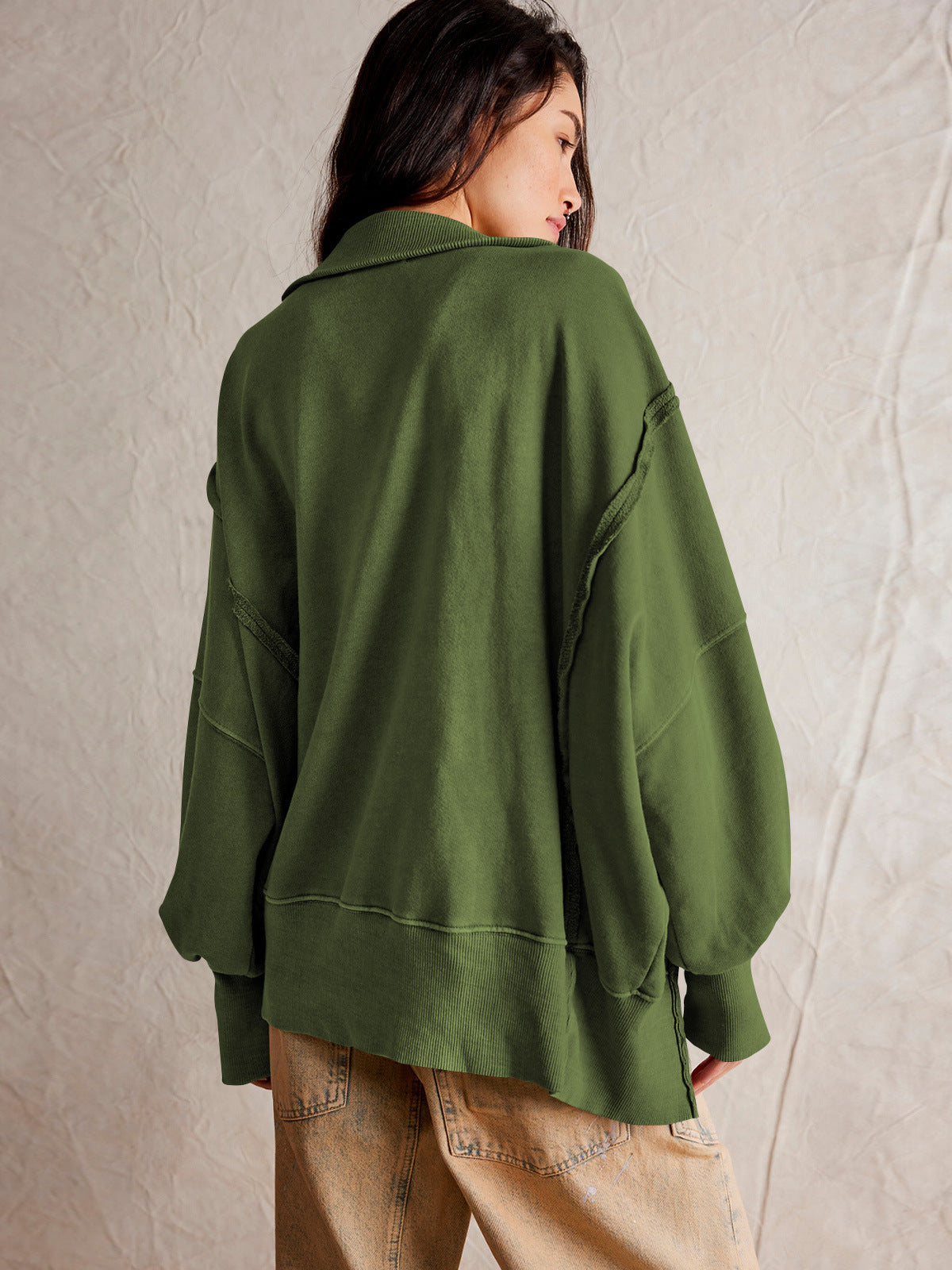 Oversize Yaka Kesik Sweatshirt