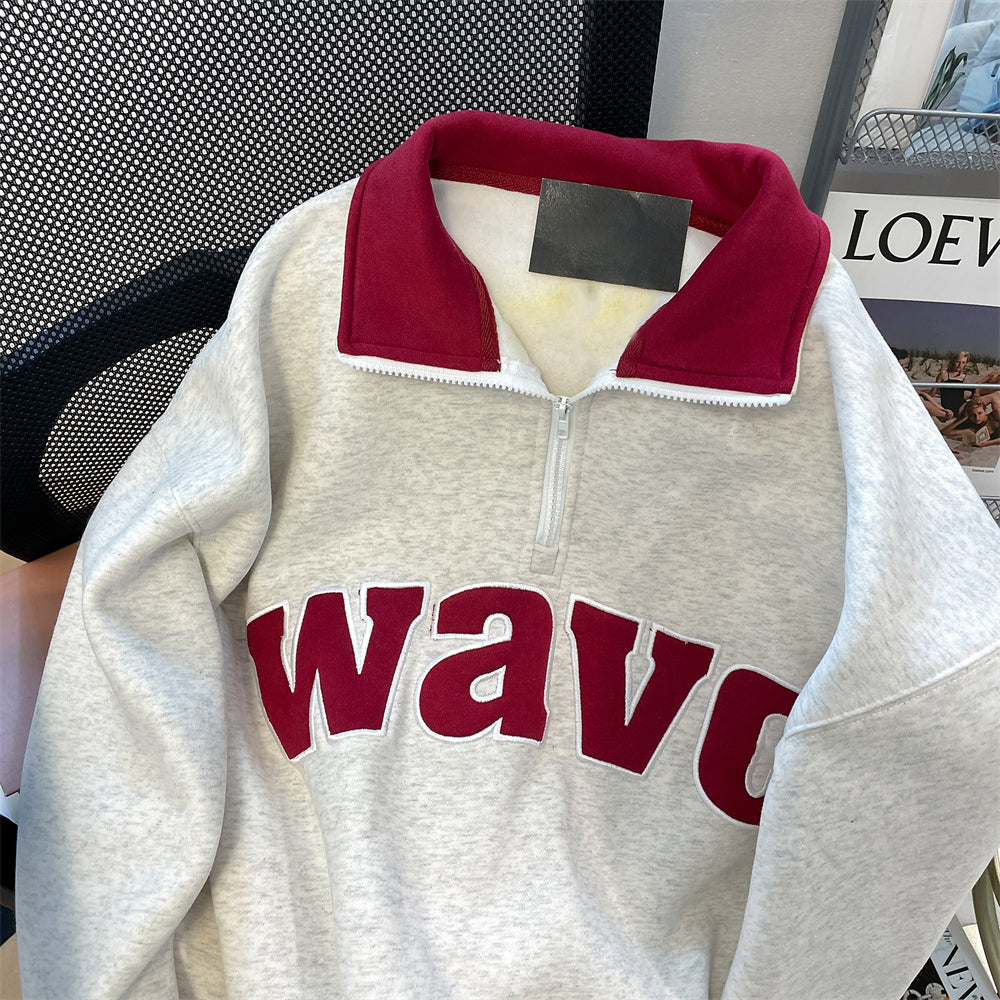 Vintage Harf Nakışlı Polo Üst