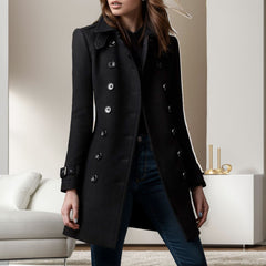 Niş İki Düğmeli Tweed Palto