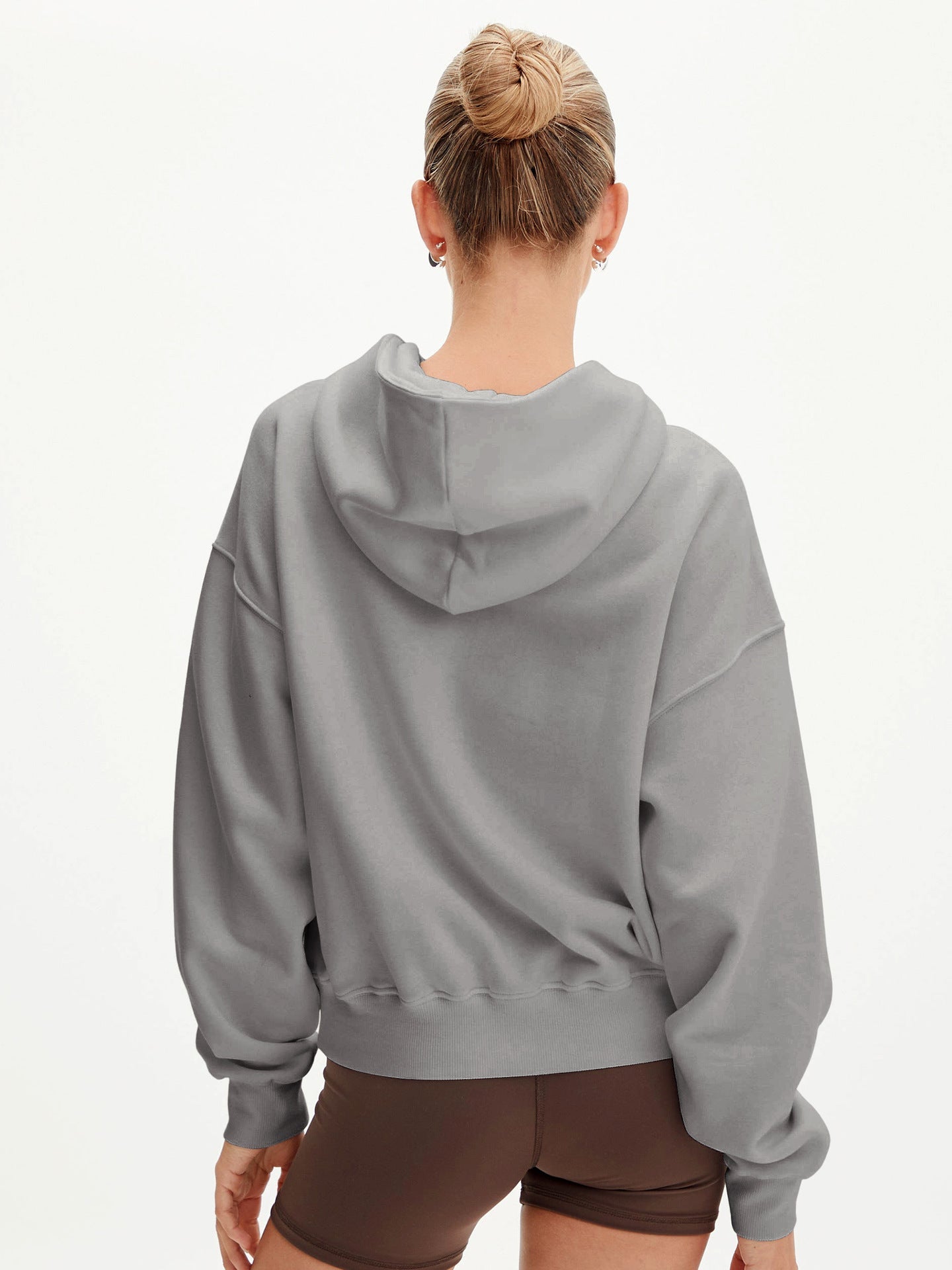Moda Yarım Fermuarlı Kapüşonlu Sweatshirt
