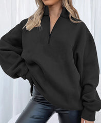 Pullover Loose-fit Fermuarlı Sweatshirt