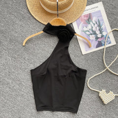Niş Asimetrik Midriff Açık Halter Üst