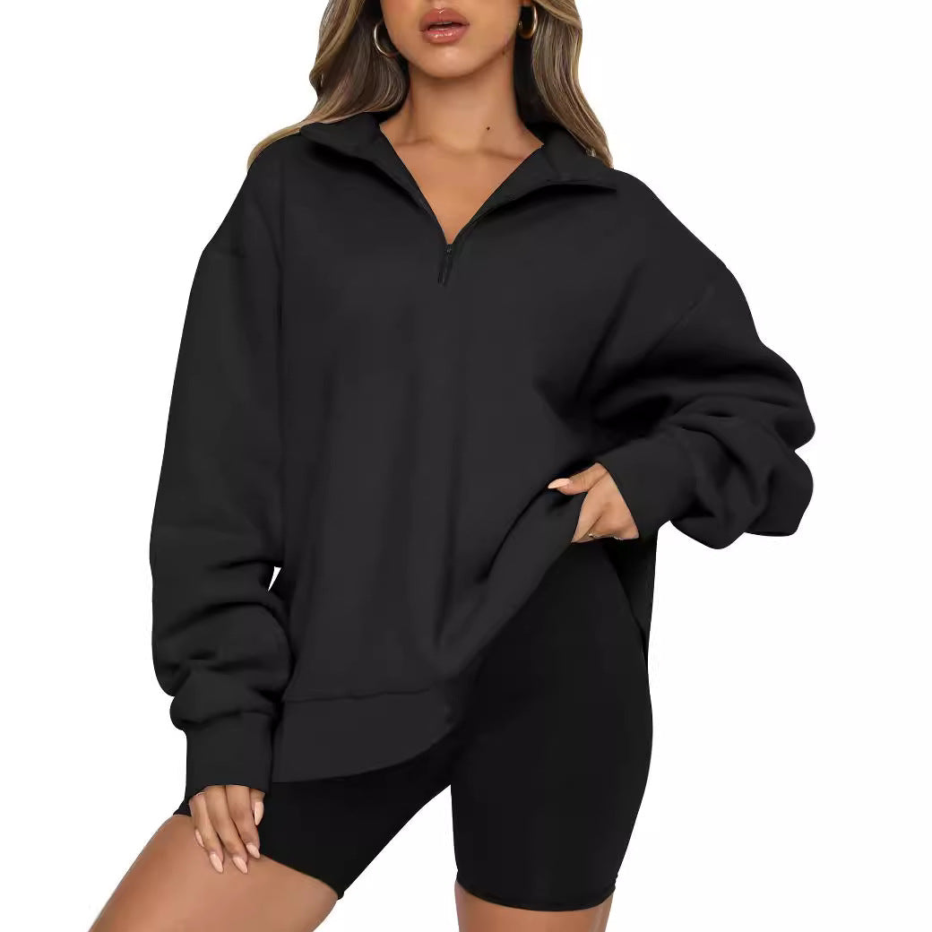 Pullover Loose-fit Fermuarlı Sweatshirt