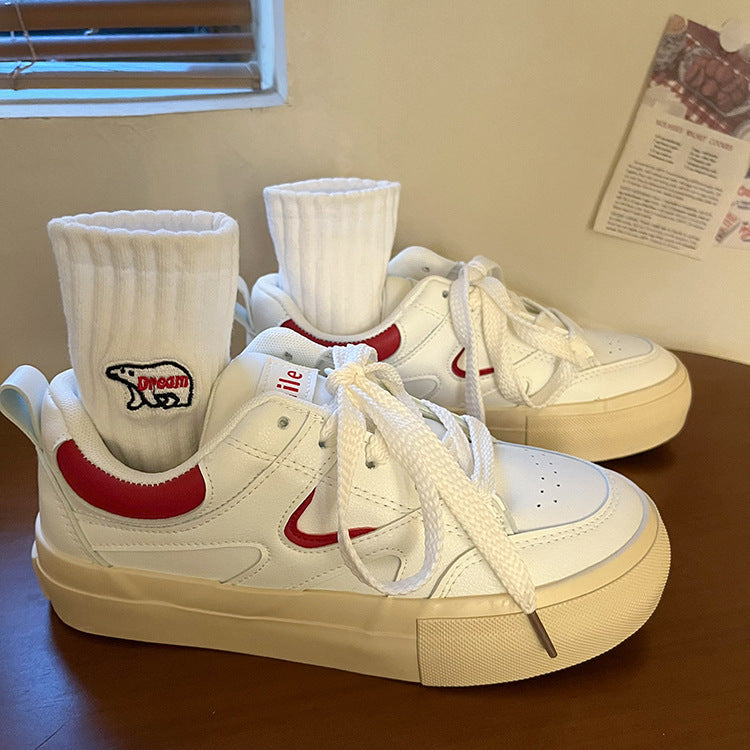 Kadın Mektupları Retro Kırmızı Stil Yükseltilmiş Rahat Spor Ayakkabılar
