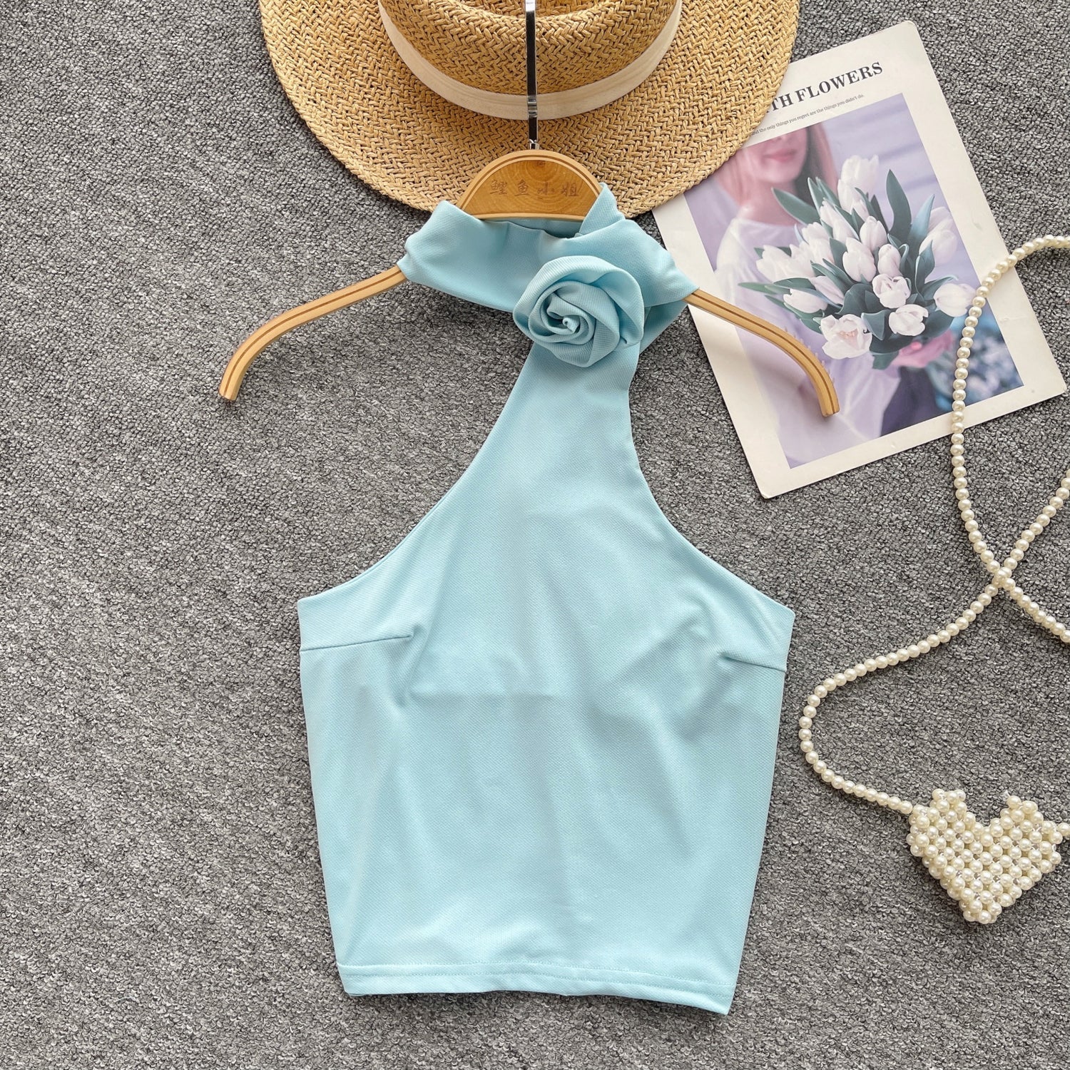Niş Asimetrik Midriff Açık Halter Üst