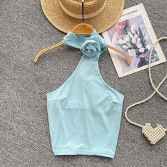 Niş Asimetrik Midriff Açık Halter Üst