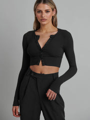 Slim-fit Ribana Desenli Kısa Hırka