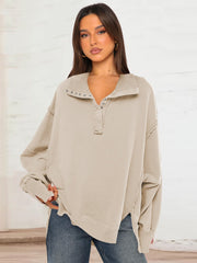 Oversize Yaka Kesik Sweatshirt