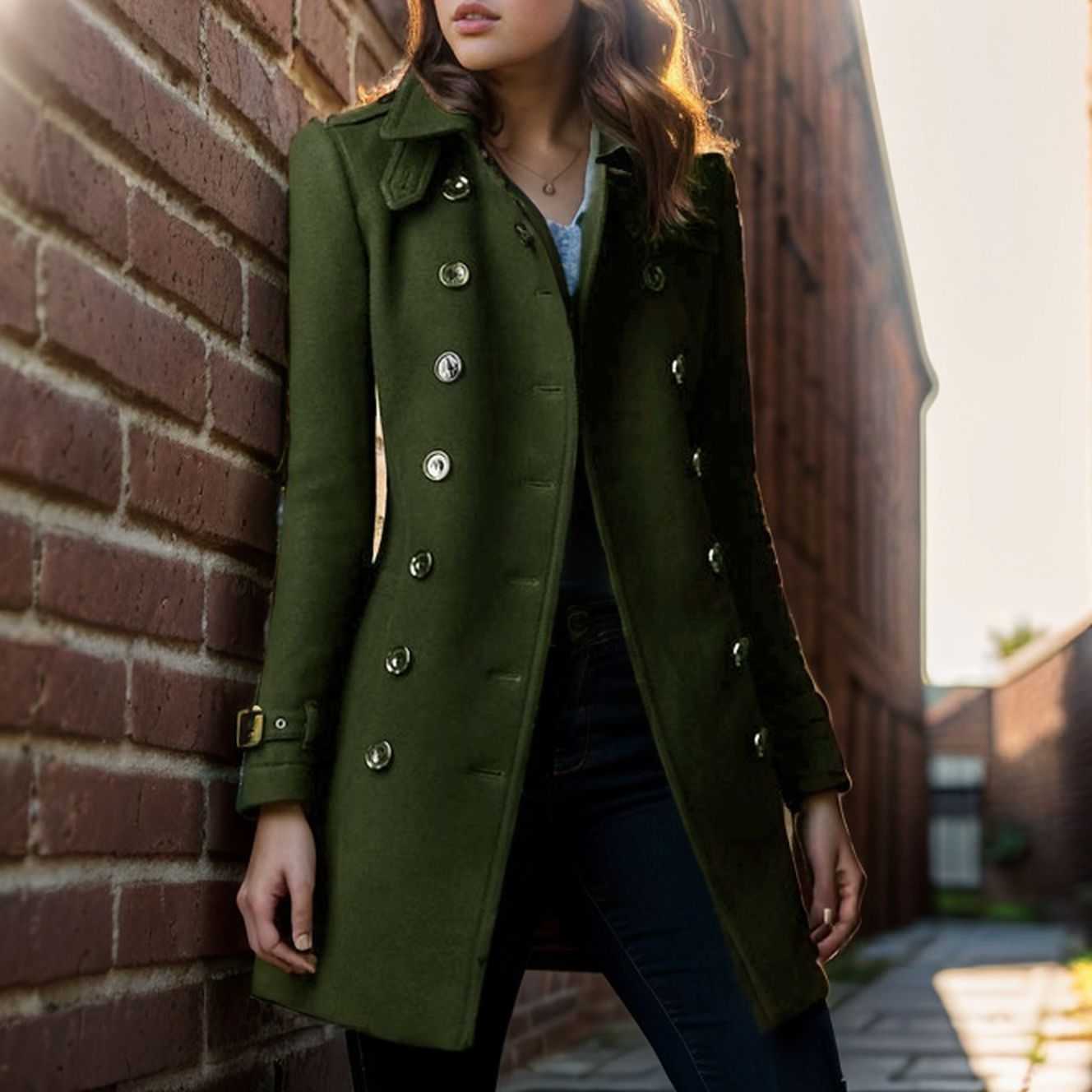 Niş İki Düğmeli Tweed Palto