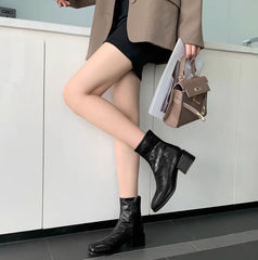 Kadınlar için Retro Skinny Kısa Kalın Küçük Bilek British Botları