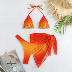Üç Parça Soluk Renkli Mayo Ayrık Bikini