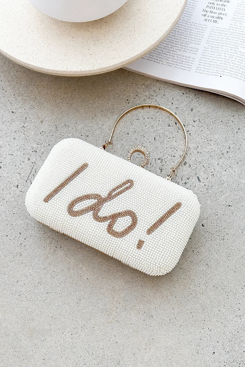 I DO Pailletten-Clutch - Altın/Beyaz