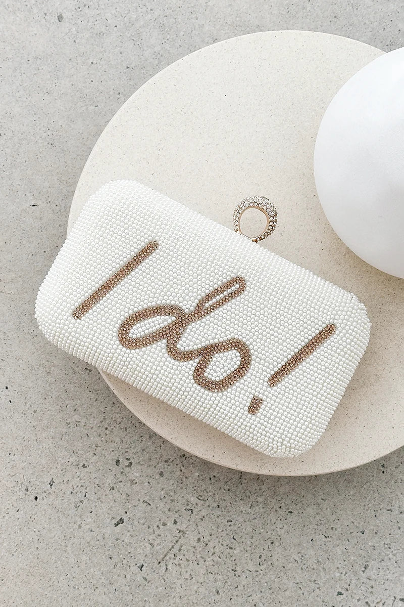 I DO Pailletten-Clutch - Altın/Beyaz