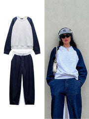 Maike | Denim Sweatshirt Set Kadın
