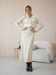 Misaki | Kadın Blazer Etek Seti Vintage Görünüm