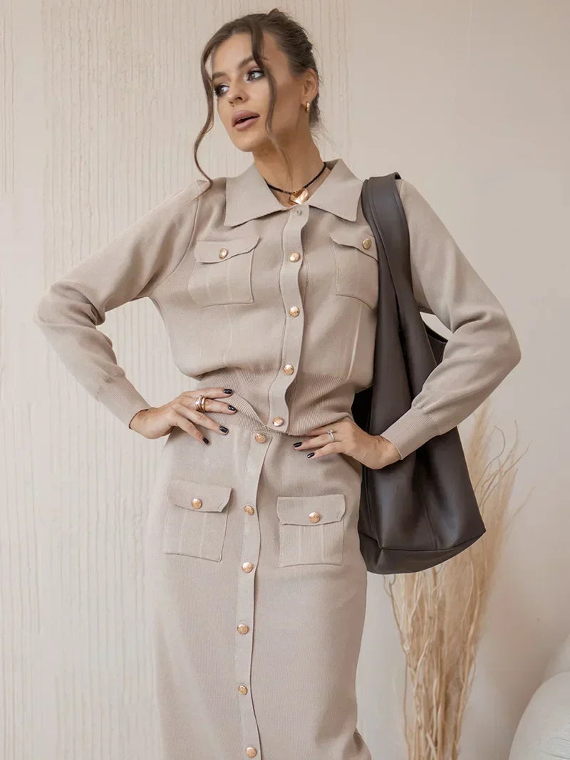 Misaki | Kadın Blazer Etek Seti Vintage Görünüm