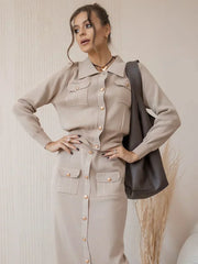 Livia | Vintage Triko Blazer ve Etek Seti Sonbahar/Kış için