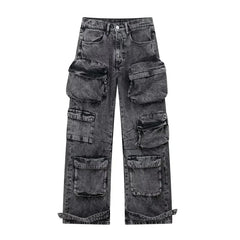 Ines - Geniş Denim Pantolon - Çoklu Cepler Sokak Modası