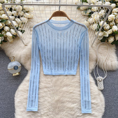 Rhinestone Taşlı Mesh Alt Tişört