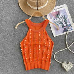 Şık Boncuklu Halter Örgü Korse