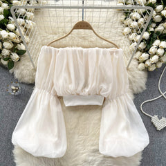 Seksiy Off-shoulder Volanlı Şifon Bluz