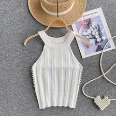 Şık Boncuklu Halter Örgü Korse
