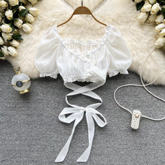 Niş Midriff Açık Ruffled Üst