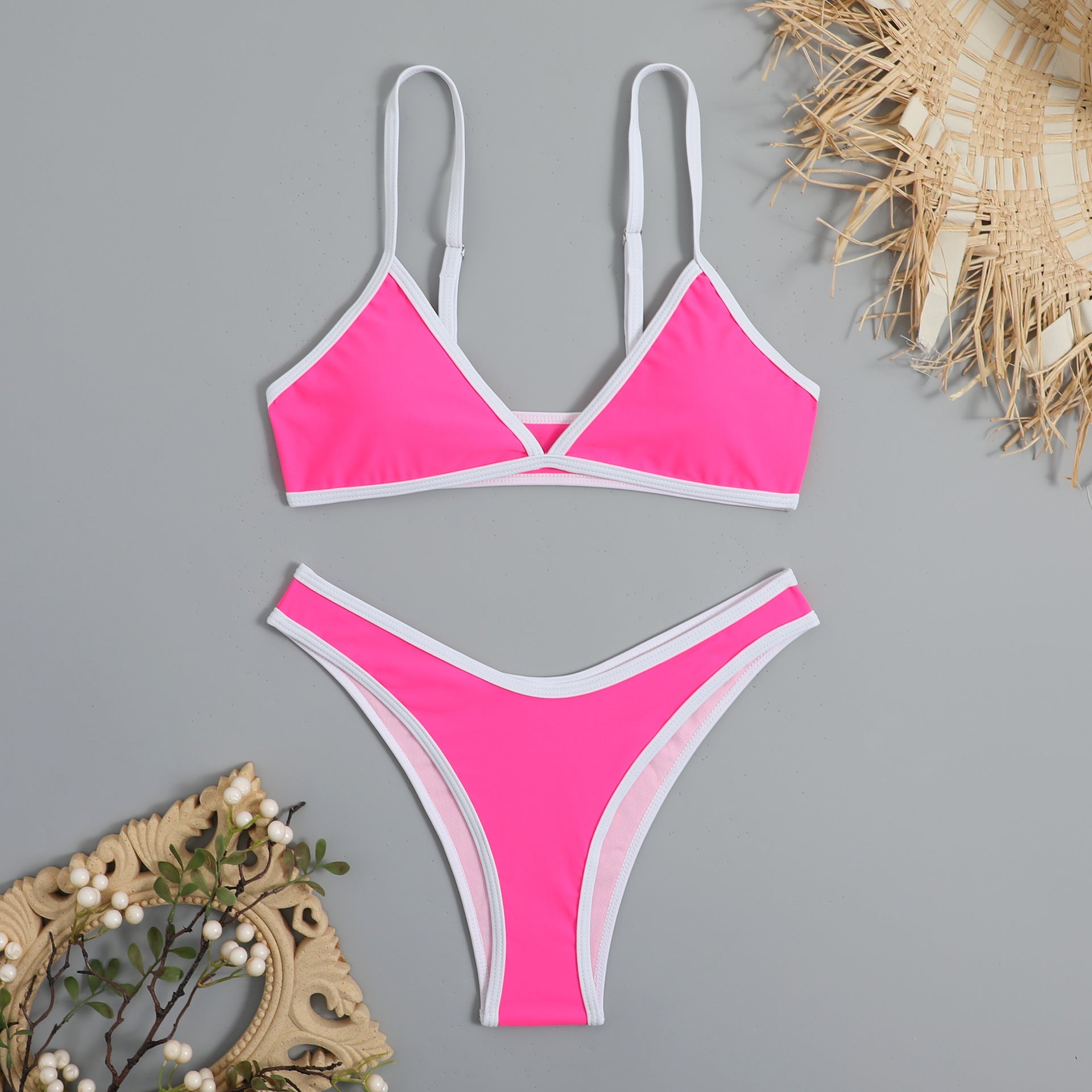 Basit Tasarım Renk Bloklama Bikini
