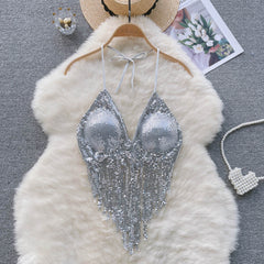 Pullu Halter Yaka Ponpon Yelek