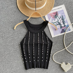 Şık Boncuklu Halter Örgü Korse