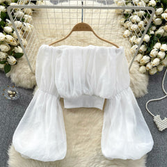 Seksiy Off-shoulder Volanlı Şifon Bluz